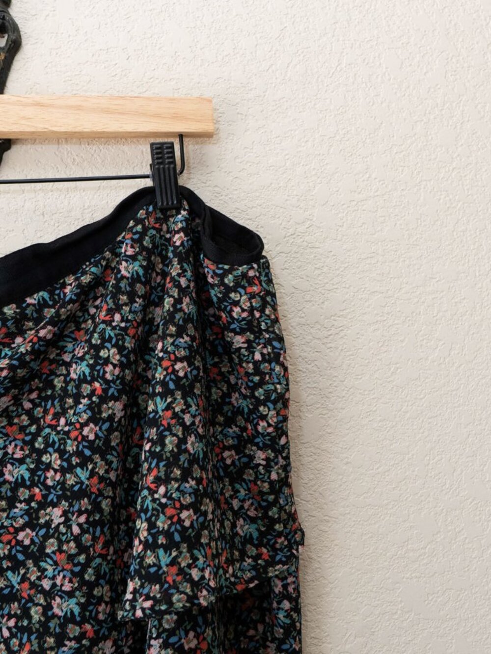 Lane Bryant Skirt Womens 24 Black Floral Tiered Ruffle Mini Side Zip Plus Size - Picture 10 of 12